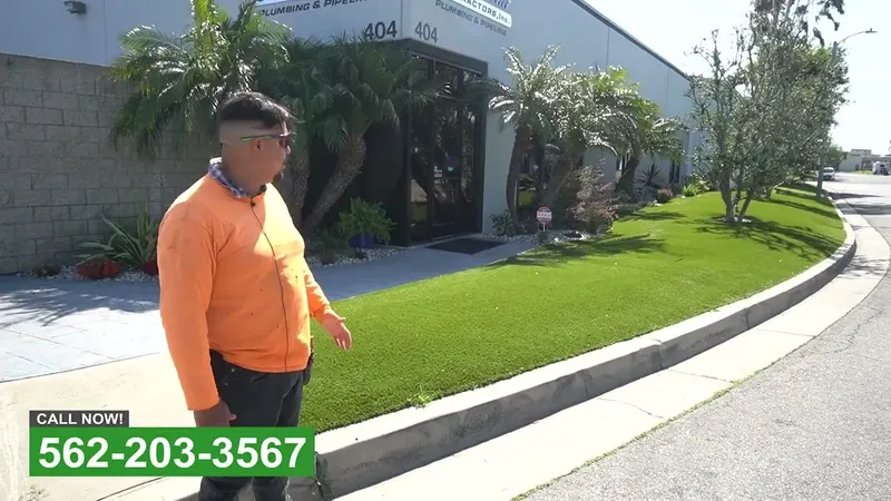 Play video: Artificial grass at a commercial property in Orange