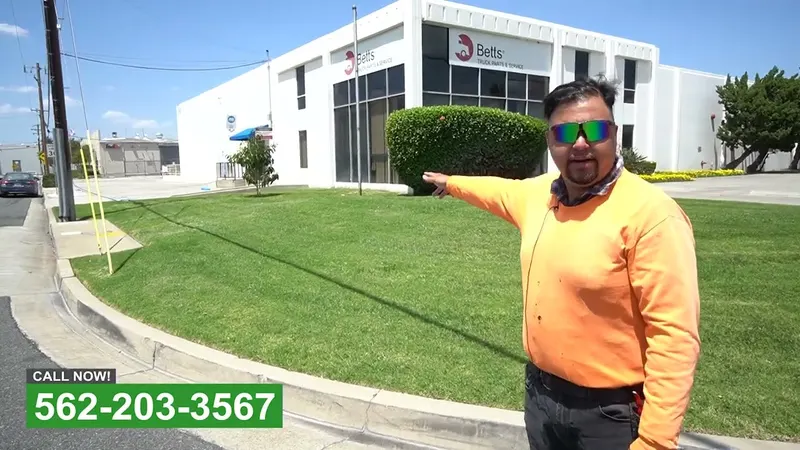 Play video: Lawn care at a Long Beach commercial property